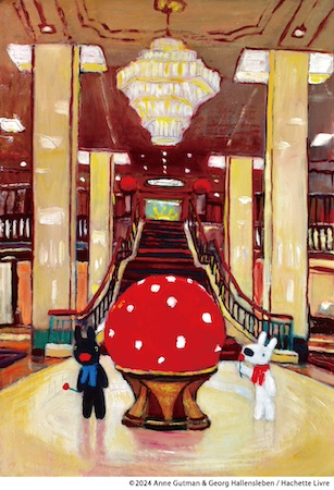帝国ホテルのロビーにいるリサとガスパールの絵