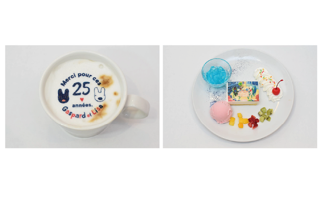 左：リサとガスパール25周年ラテ／右：リサとガスパール25周年ケーキプレート